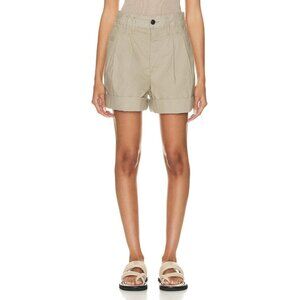 Citizens‎ of Humanity Eugenie Pleated Poplin Cuff Hem Short in Slate Khaki Sz 26